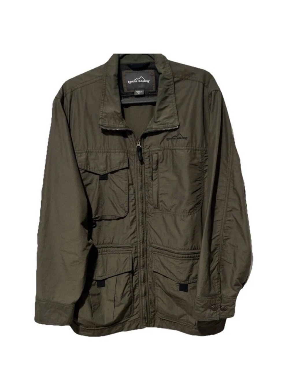 Eddie Bauer Utility Field Jacket Men's Sz XL Olive Green RipStop Nylon Blend
